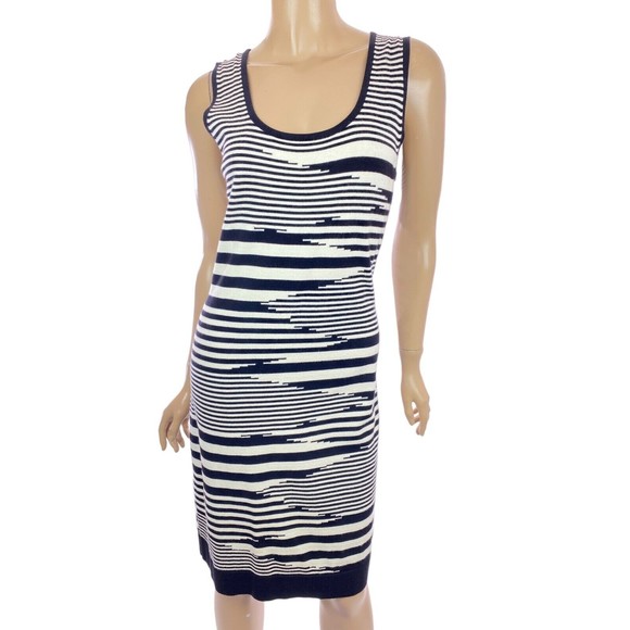 Carmen Marc Valvo Dresses & Skirts - Carmen Marc Valvo Knit Sheath Dress Size M Black & White Sleeveless
